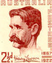 Offical stamp with portrait of Henry Lawson