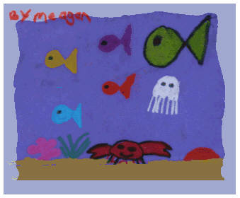 Drawing of various marine creatures.