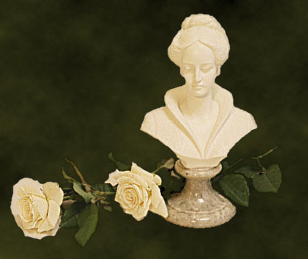 White roses set-up with a white ornament